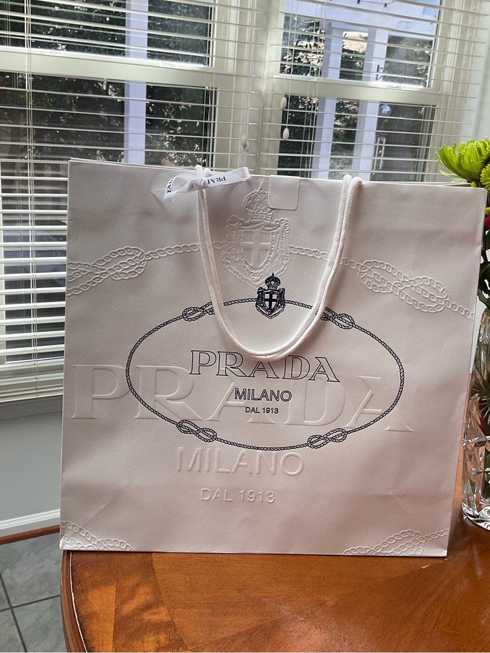 Prada Pale Pink Embossed Logo Shopping Bag AUTHENTIC NWT